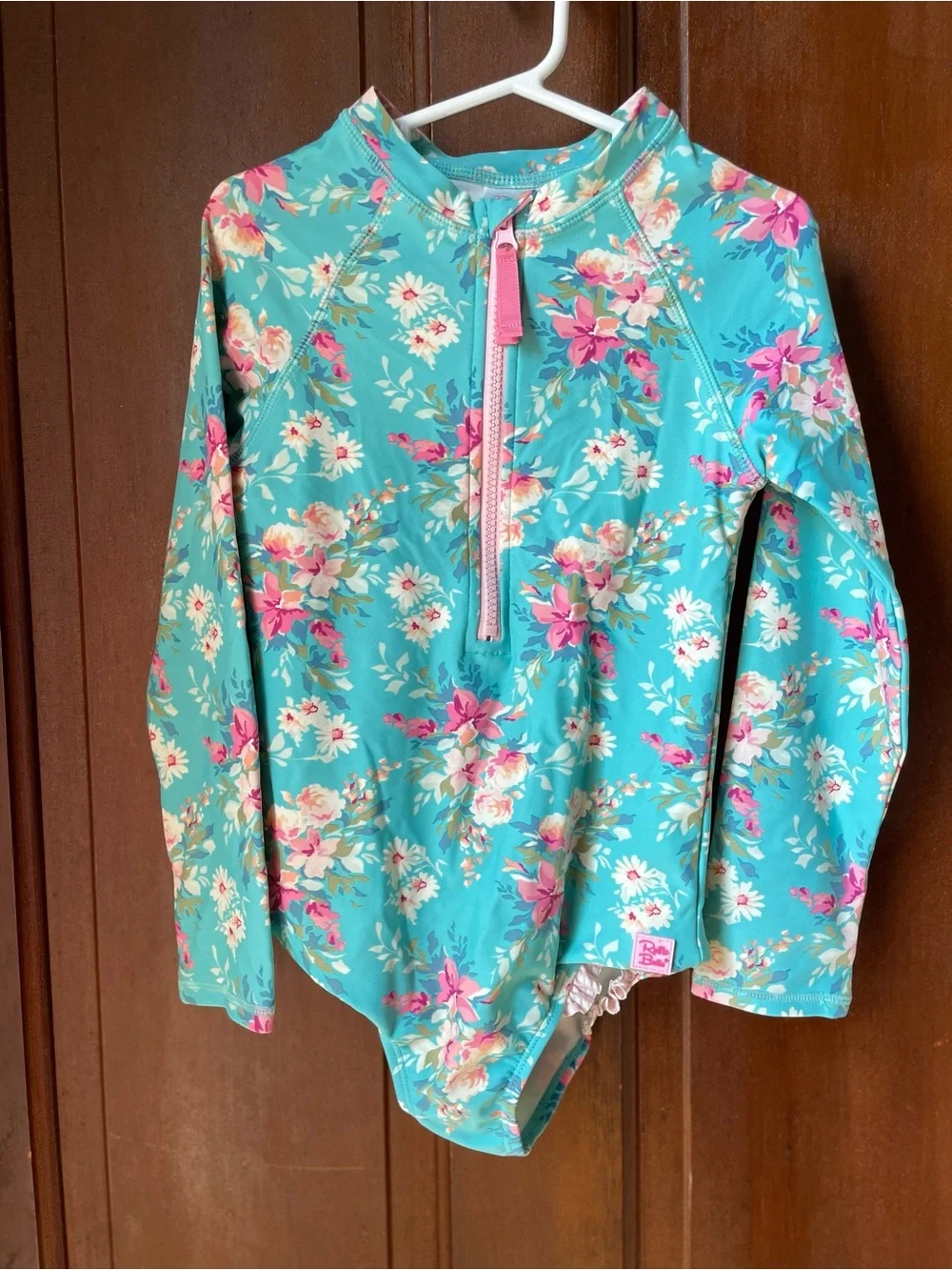 Ruffle Butts girls size 7 blue floral one piece swimsuit